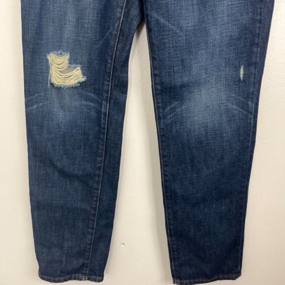 J Brand Aidan Ringer Boyfriend Low-Rise Dark Blue Distressed Jeans - Picture 3 of 13